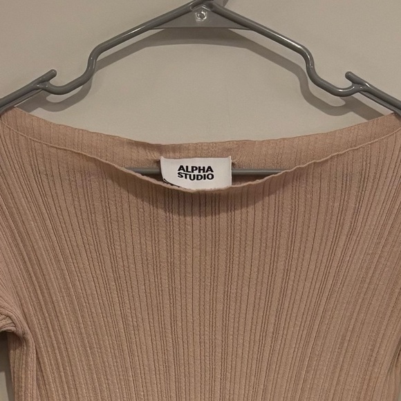 Alpha Studio Light Pink Ribbed Knit Long Sleeve Top Small Lightweight - Picture 7 of 7